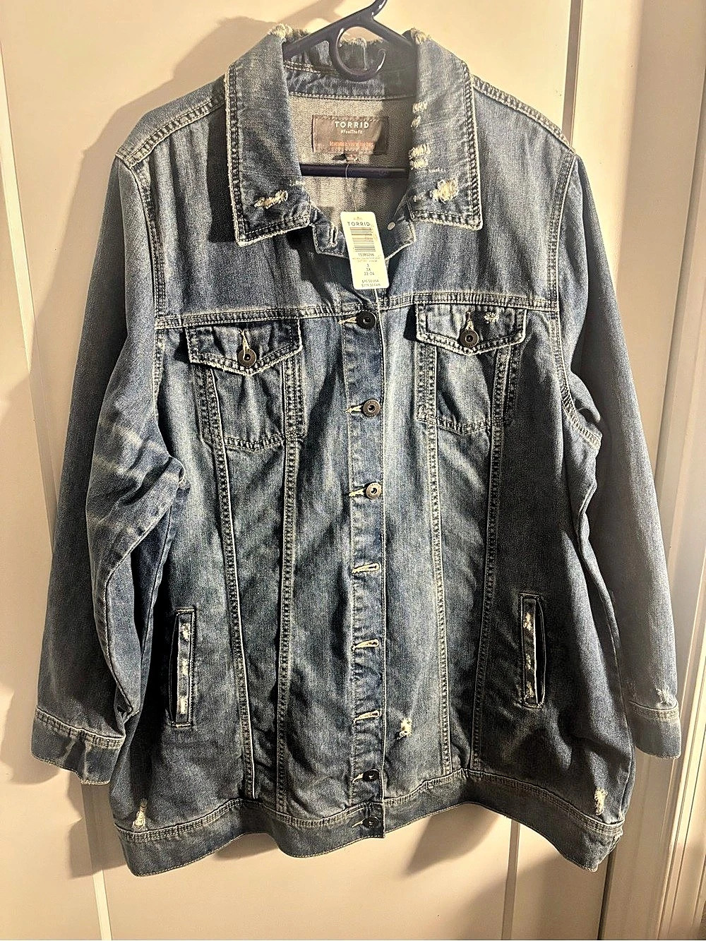 TORRID Med Wsh Longline Denim Jacket Blue 3X